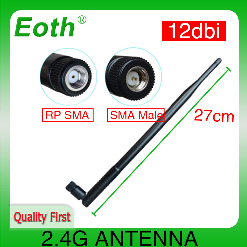 Eoth-antena WiFi 2,4G 12dBi pbx, 2,4 GHz, conector IOT RP-SMA, SMA macho de alta ganancia, enrutador de red inalámbrico, cable pigtail