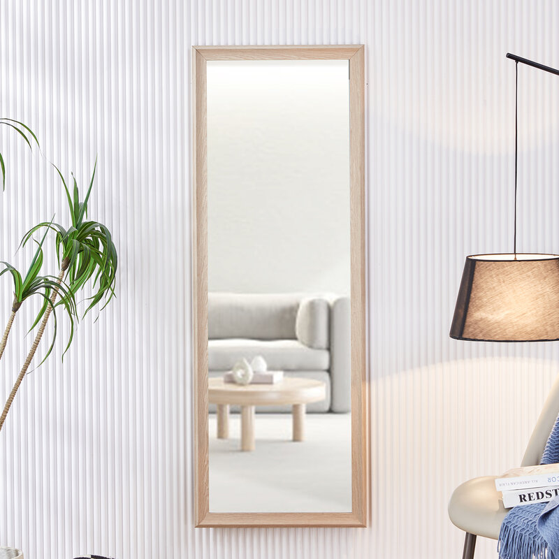 65 дюймов Полноразмерное зеркало с рамой из массива дерева, гардеробное зеркало для спальни, гостиной, магазина одежды