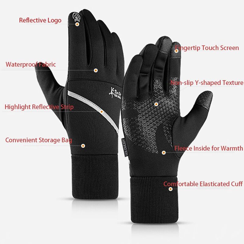Guantes de dedo completo con logotipo reflectante para hombres, guantes antisudor para pantalla táctil, guantes de moda para hombres, guantes para exteriores, Otoño e Invierno