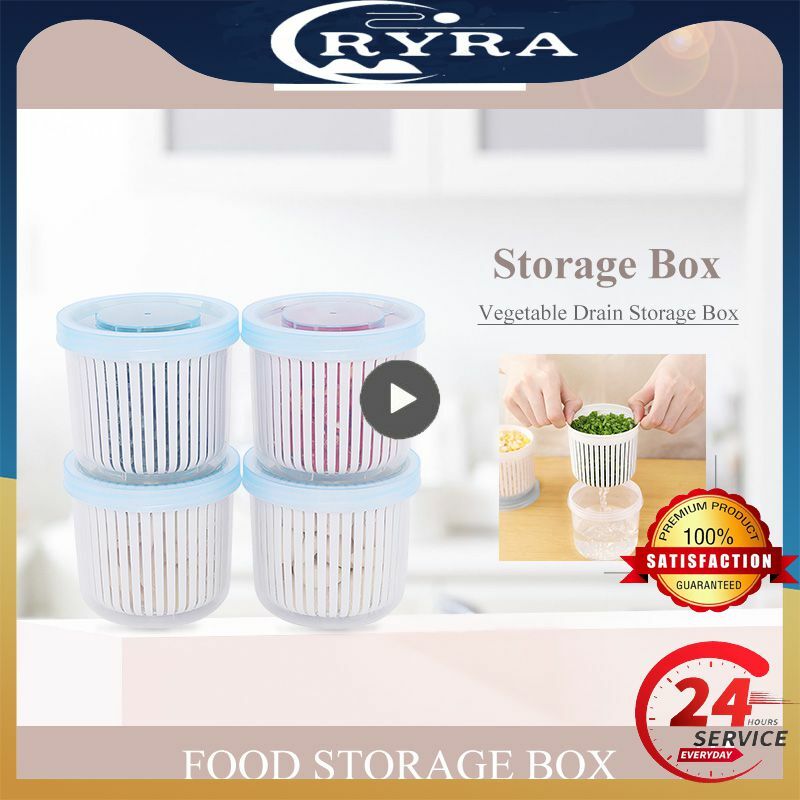 Double-Layer Drain Basket Ginger Garlic Refrigerator Food Crisper  Refrigerator Organizer Draining Crisper Strainers Container