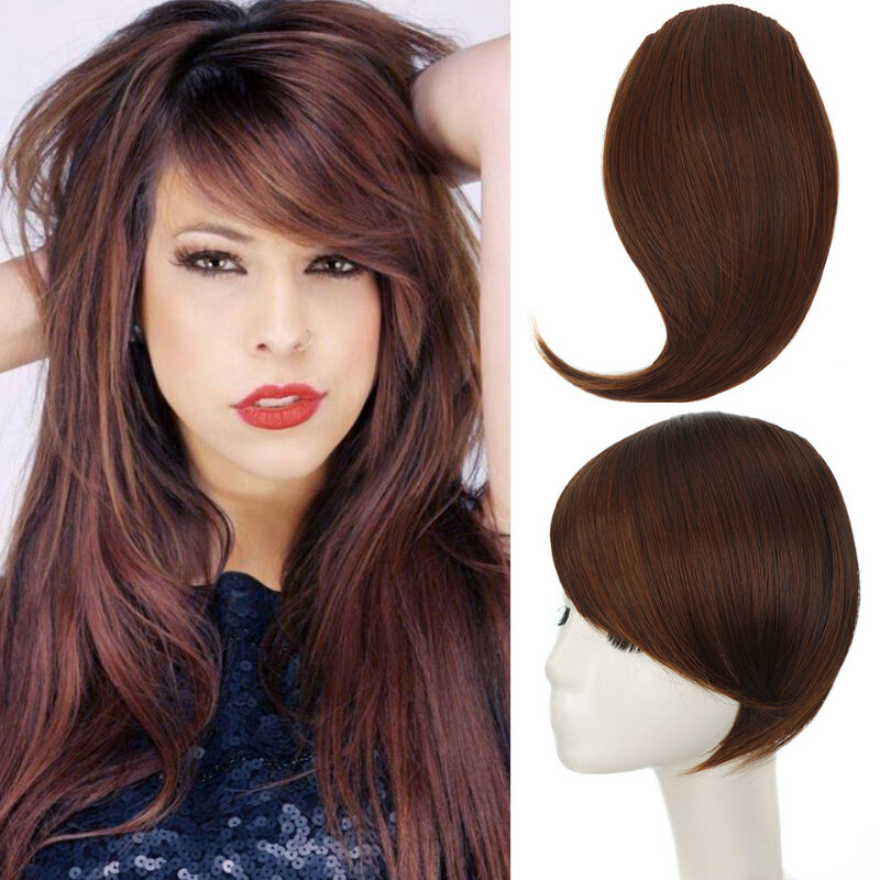 Synthetic Side Bangs Hair Extensions Clip In Side Bangs Fake Fringe Hairpiece High Temperature Black Blonde False Hair