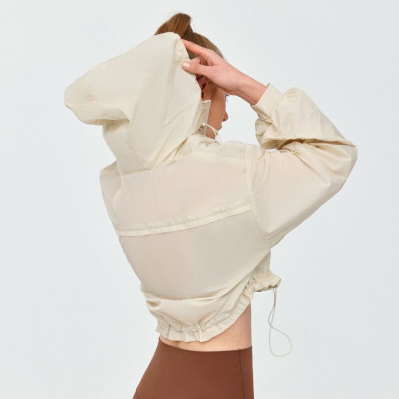 SPF Lekki, oddychający, krótki stylowy kombinezon outdoorowy, napinający talię płaszcz przeciwsłoneczny dla kobiet, odporna na promieniowanie UV odzież skórzana