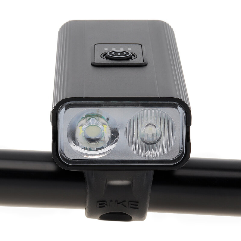 Faro LED de bicicleta recargable por USB para conducción nocturna, 6 modos de iluminación, pantalla de alimentación, luz trasera Con 4 modos