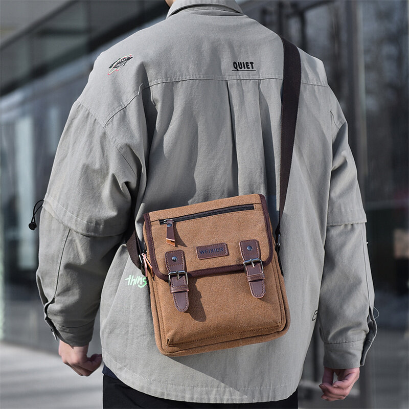 Męskie torby Messenger w stylu Retro w stylu vintage płócienne torebki podróże służbowe torba biznesowa torba Crossbody dla męskich bols