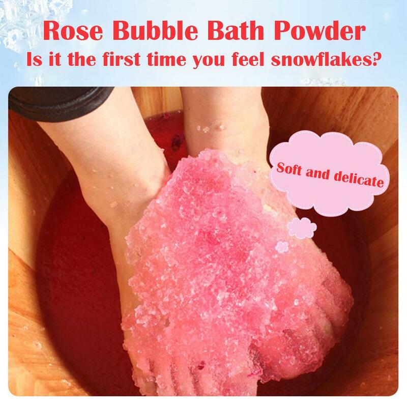 Rose Bubble Bath Powder, Foot Scruber, Foot Lama Salt, Esfoliação SPA, Corpo, Banho Pés, Crystal Care, Inverno, C3B5, 2Pcs, 60g