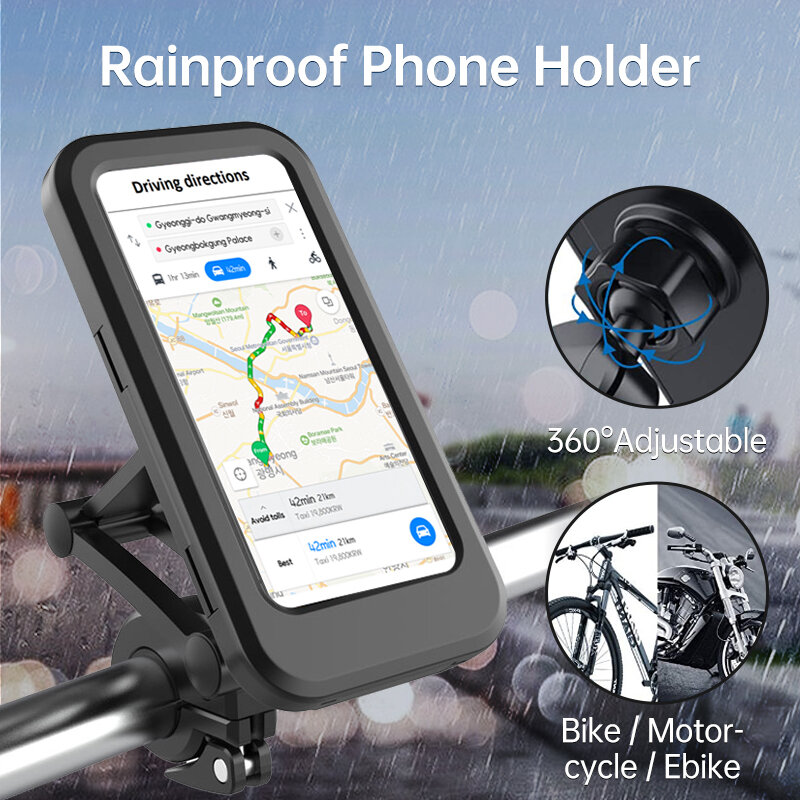 Soporte de teléfono para bicicleta a prueba de lluvia, ajustable, antivibración, para manillar de bicicleta y motocicleta