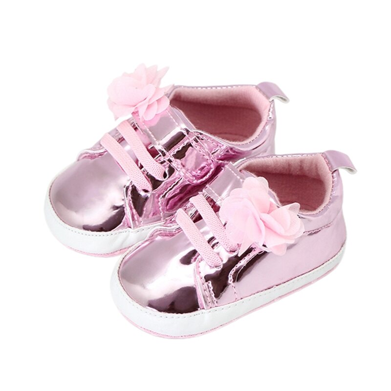 Casual Toddler Infant Baby Girl Crib Shoes Shiny Metallic High Top Sneakers Infant First Walkers Children's Shoes