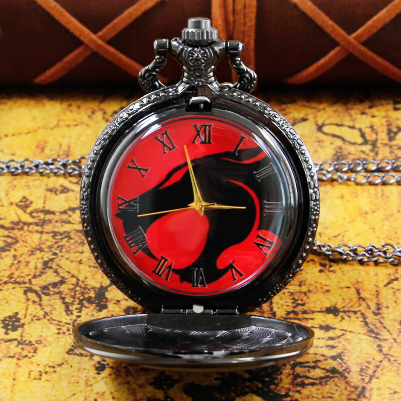 คลาสสิกสีดำควอตซ์นาฬิกาสำหรับชาย Unisex Steampunk จี้นาฬิกา Fob 80ซม.สร้อยคอ Kado Ulang Tahun