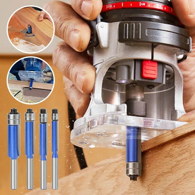1/4 Shank Biaxial Trimming Tool Woodworking Milling Knife Double Edge Trimming Machine Cutting Head Electric Wood Milling Tool