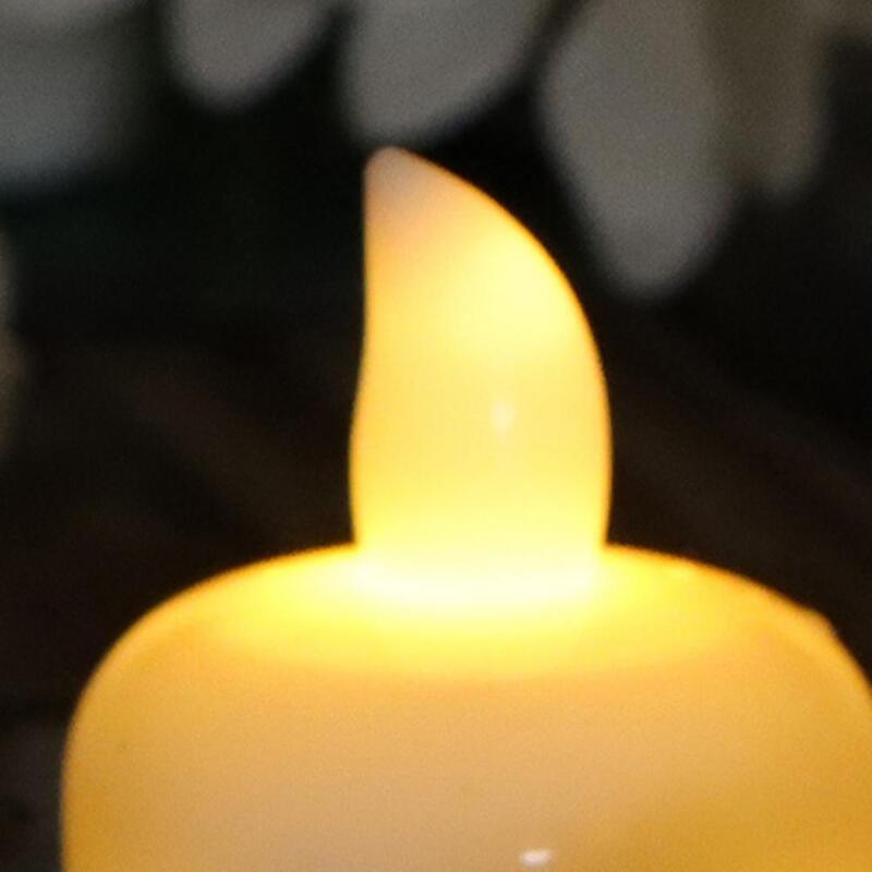 1 zestaw bezpłomieniową LED świeczki Tea Light ciepły biały indukcyjna lampa świeca zasilanie bateryjne podgrzewacze dla świeczka urodzinowa światła