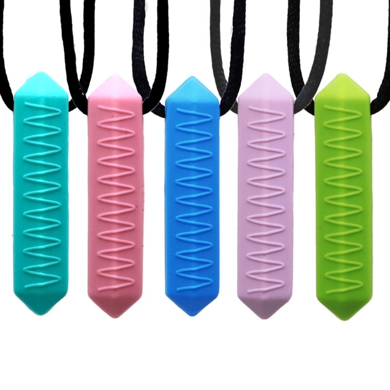 Silicone Chew Necklace Durable Teething Pendant for Kids & Adults Soothes Gums & Promotes Orals Development Present Gift