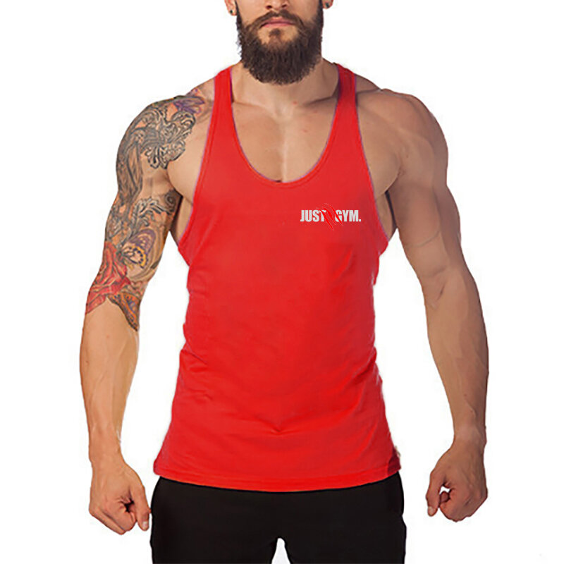 Gym Bodybuilding T-Shirt Men Casual Fashion Sleeveless Cotton Slim Tank Top Summer Suspenders Breathable Cool Racer Back Singlet