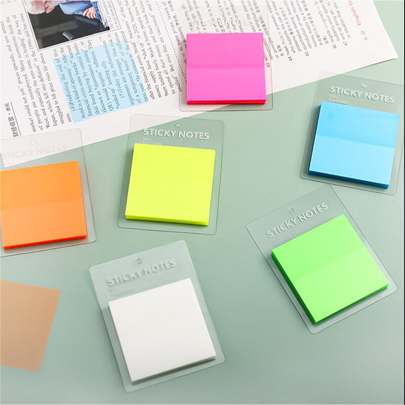 Transparente Candy Color Sticky Notes, Memo Pad Office Sticker, Bloco de notas auto-adesivo, Papelaria P Lytwtw, Material Escolar, 1-8Pcs