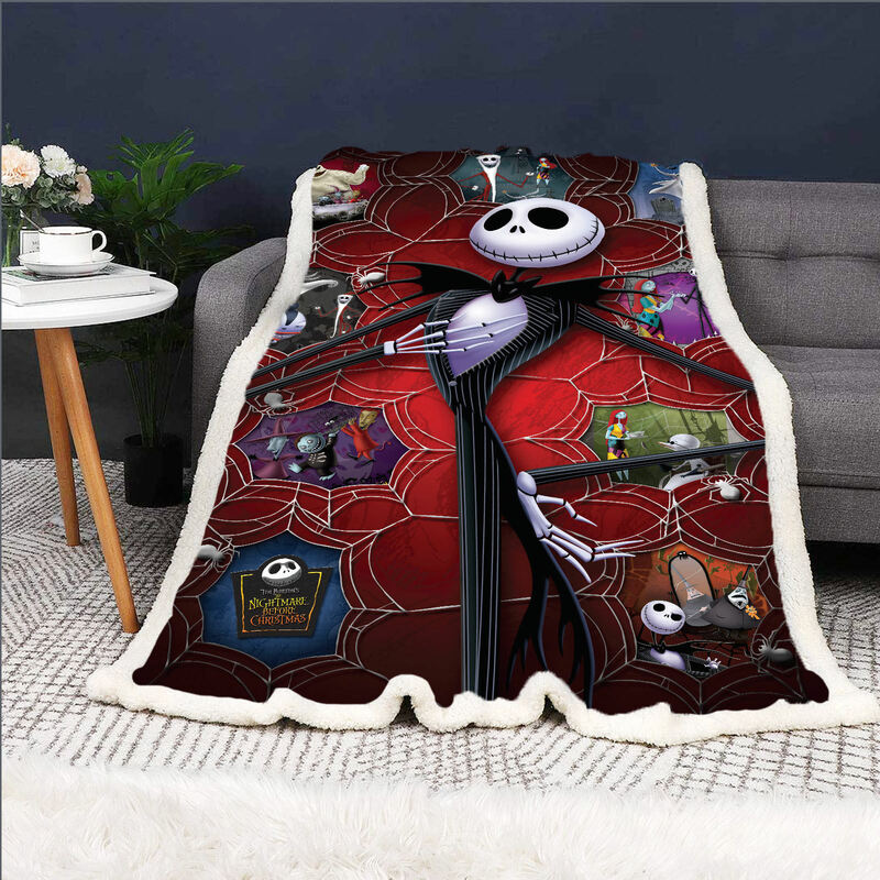 The Nightmare Before Christmas Disney Cartoon Printed Blanket Custom Fluffy Modern Winter Plush Furry Children Printing Throws