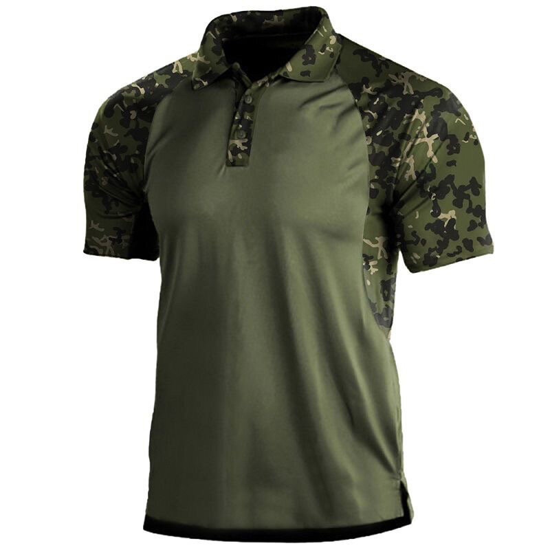 Męska odzież letnia moro nadruk amerykańskiej flagi koszulki wyjściowe męska taktyczna wojskowa koszulka Polo z krótkim rękawem koszula polowania na piesze wycieczki