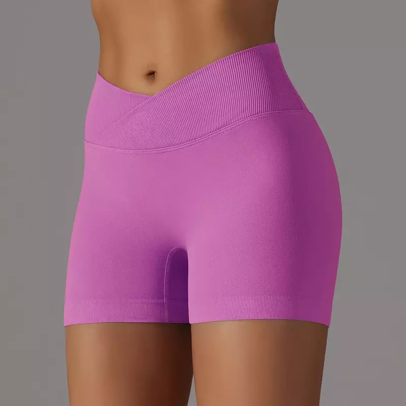 Pantalones cortos Scrunch para mujer, mallas deportivas con realce de cadera, cintura cruzada, entrenamiento, Yoga