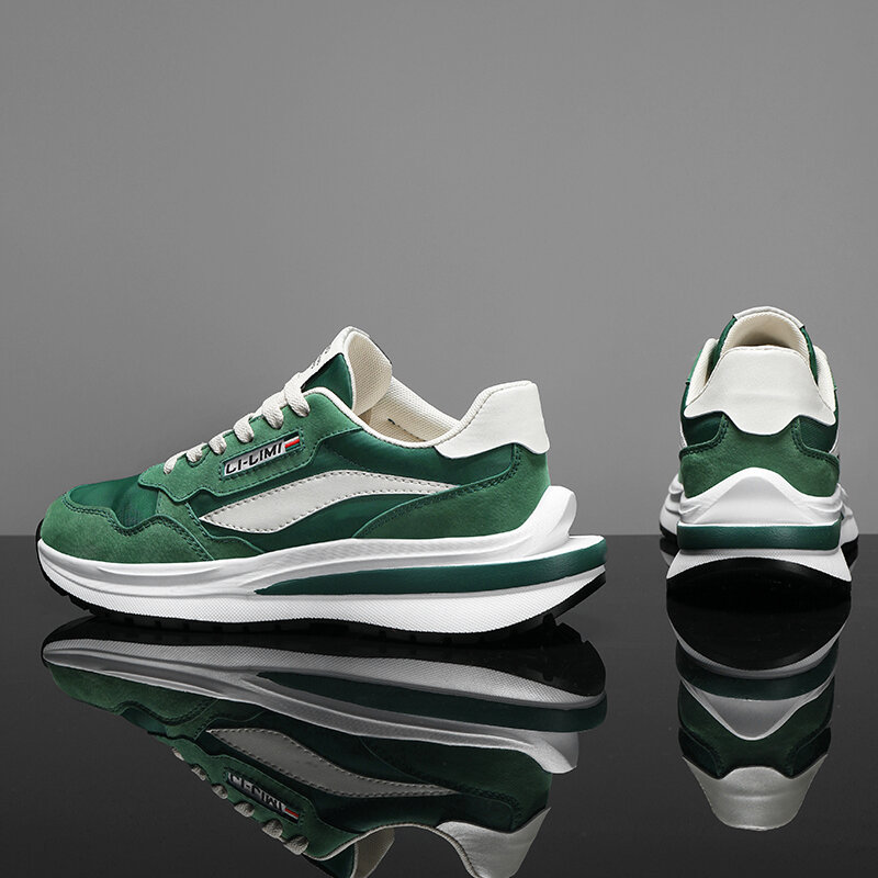Marka stylowe męskie zielone trampki gorące designerskie zamszowe trampki męskie buty sportowe lekkie platformy męskie buty sportowe