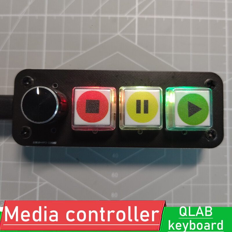 QLAB 키보드 전문 성능 미디어 컨트롤러, 3 키 노브 드라이브, 무료 음악 플레이어 컨트롤러