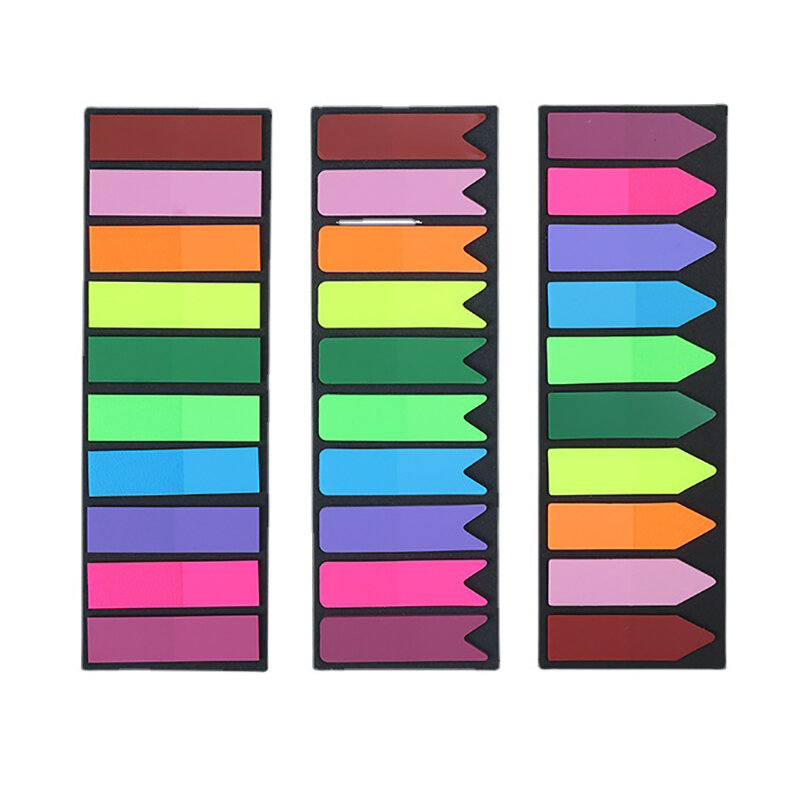 Bloc de notas adhesivas transparentes, pestañas de índice de arcoíris, tarjetas Flash de estudio, papelería de chica estética Kawaii