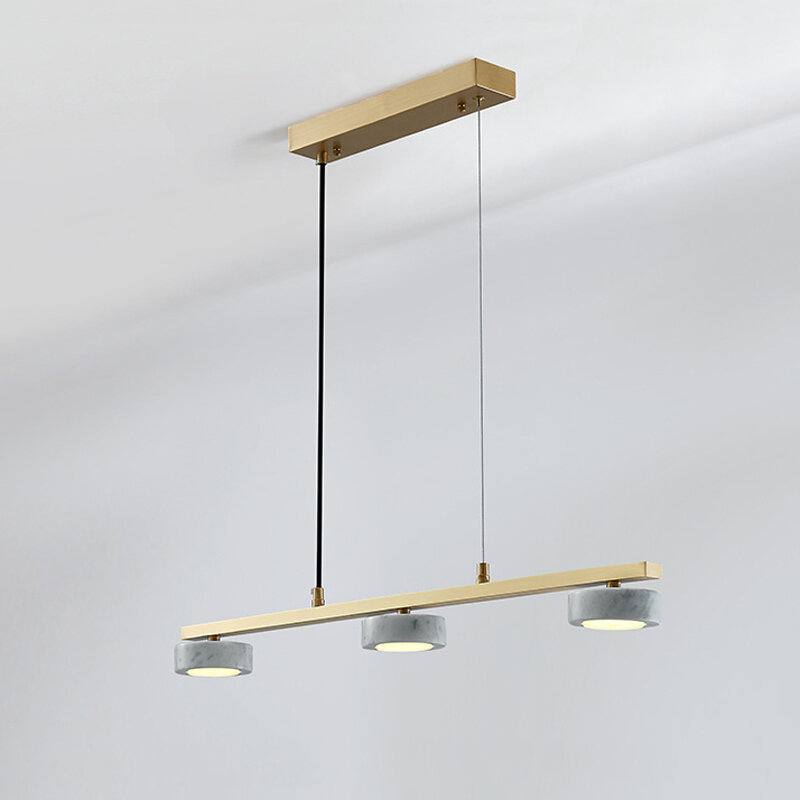 Nordic Marble Hanging Light for Dining Room Foyer Bedroom Golden Pendant Lamp Long Plate Suspension Lighting Over Table