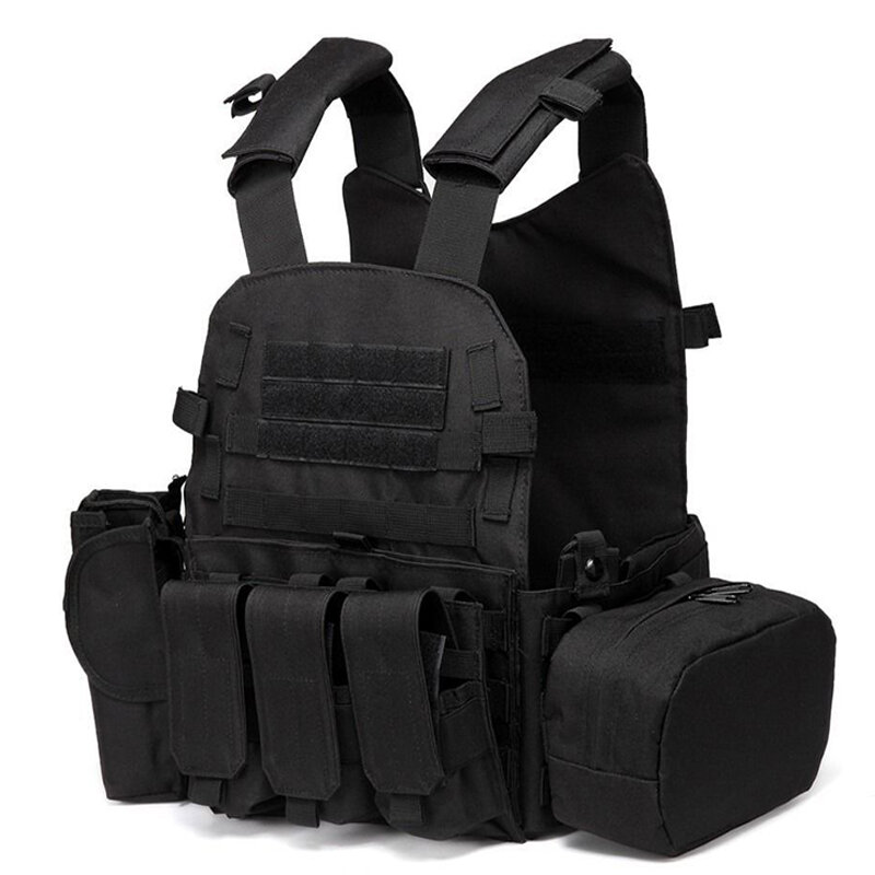 Outdoor Molle Vest Hunting Wargame Tactical Vest Army Airsoft Combat Pouch Vest Gear Black Military Paintball Equipment