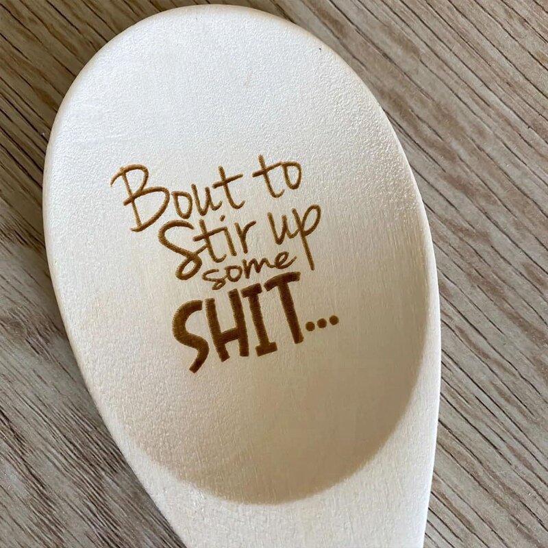 Christmas Gift Funny Spoons,Bout To Stir Up Some Shit Engraved Funny Wooden Spoon,Unique Wooden Creative Spoon