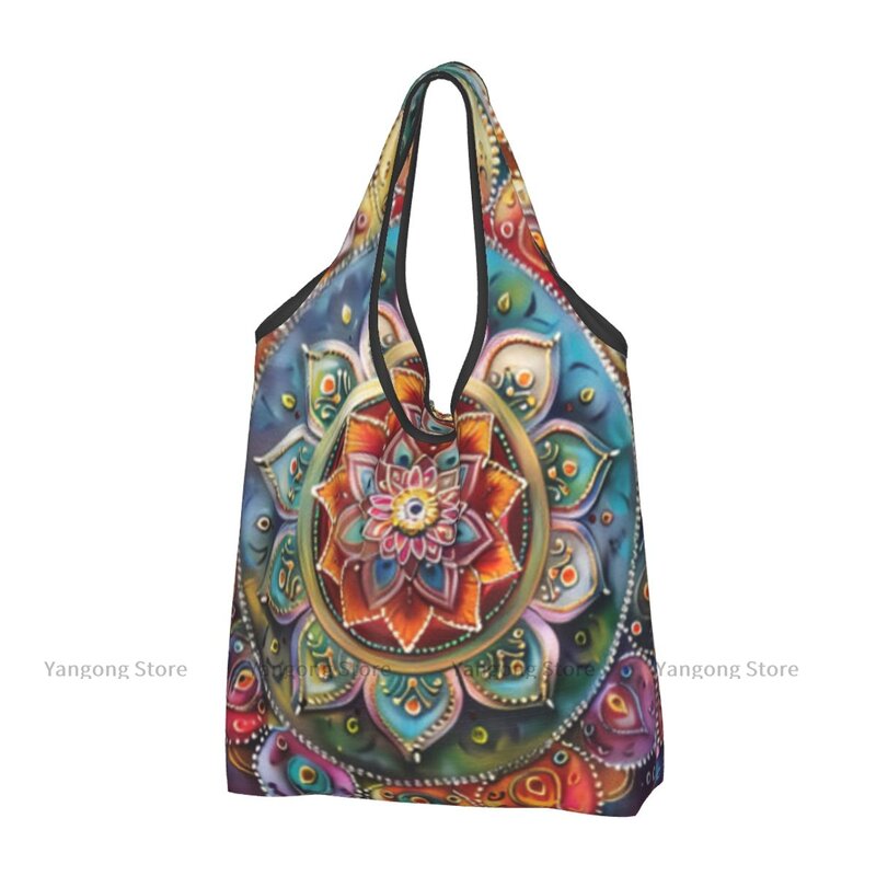 Складная сумка для покупок, цветная сумка-тоут с рисунком мандалы, складная сумка, Удобная дорожная сумка для продуктов