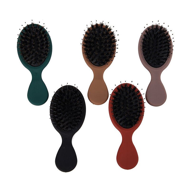 Oval Javali Cerdas Nylon Hair Comb, Mini Anti-estático Scalp Massagem Hairbrush, Escova de cuidados do salão, Styling Tool