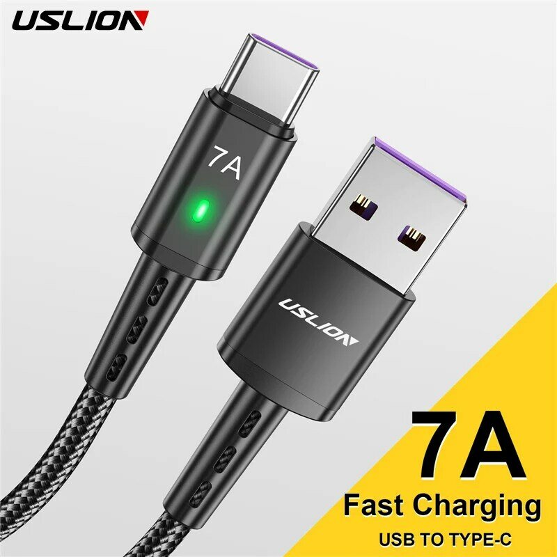 Cable USB tipo C de carga rápida para teléfono móvil, Cable de datos cargador 7A para Samsung S22 S20 Xiaomi mi 12