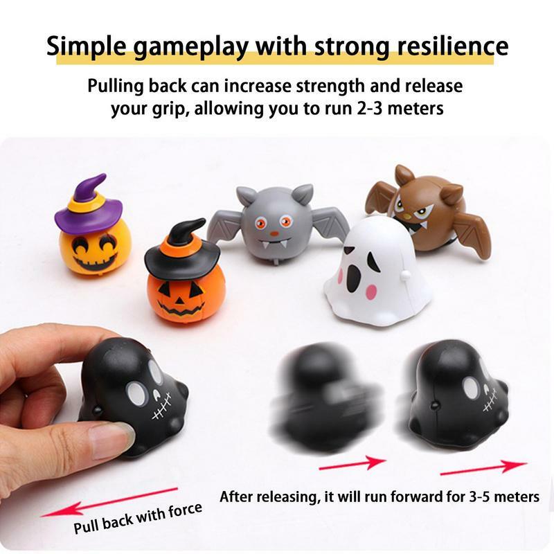 1pc Halloween Pull Back Cars Mini Ghost Pumpkin Bat Skeleton Friction Powered Car Toys Interesting Festival Gift for Toddlers