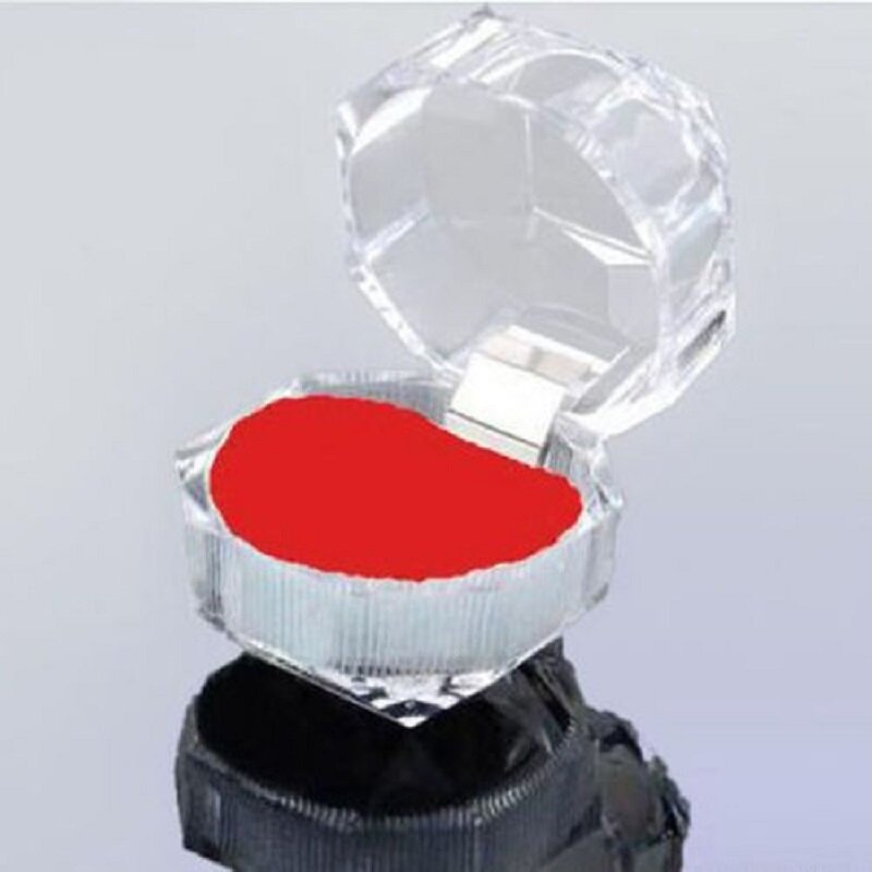 Estuche de cristal transparente con tapa para anillos, soporte de exhibición de almacenamiento de pendientes, Mini caja organizadora de joyería octogonal de acrílico, venta al por mayor