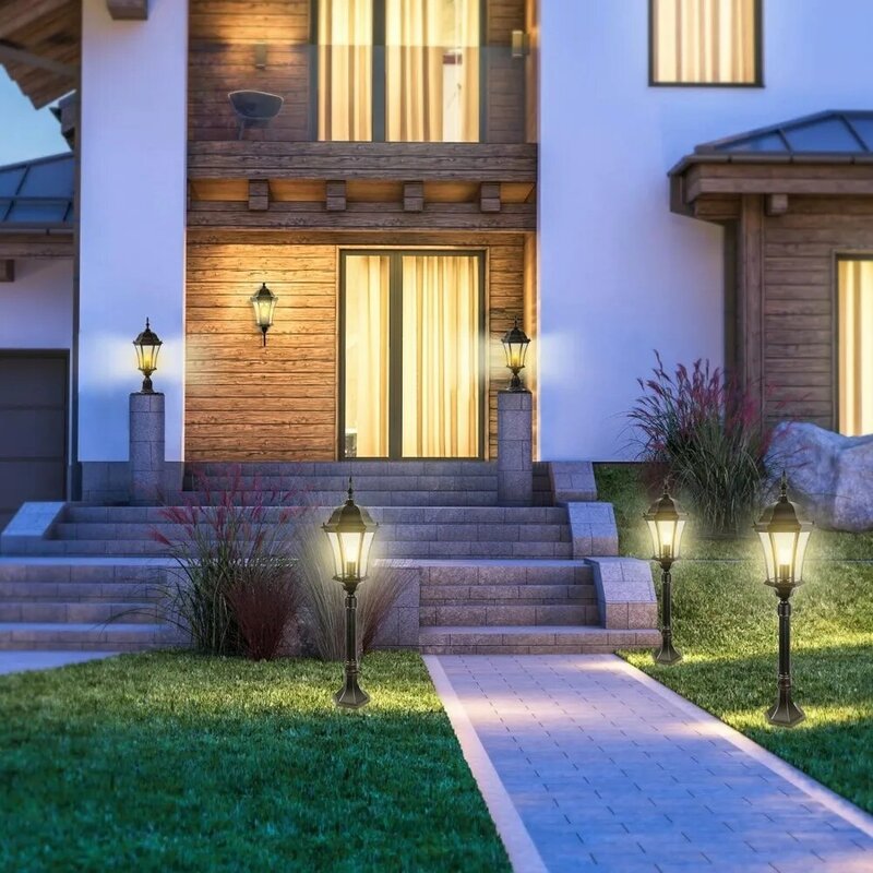 Outdoor Wall Light Fixture for Porch, Bronze Aluminum Exterior Door Lantern Lights with Clear Seeded Glass, Porch Light