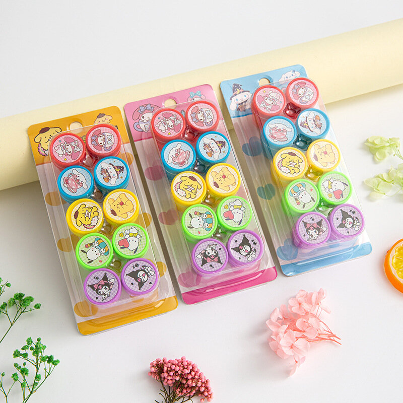 40 buah/lot Sanrio kreatif Melody Pochacco Kuromi cap Kawaii DIY hadiah segel untuk anak-anak hadiah alat tulis kantor perlengkapan sekolah