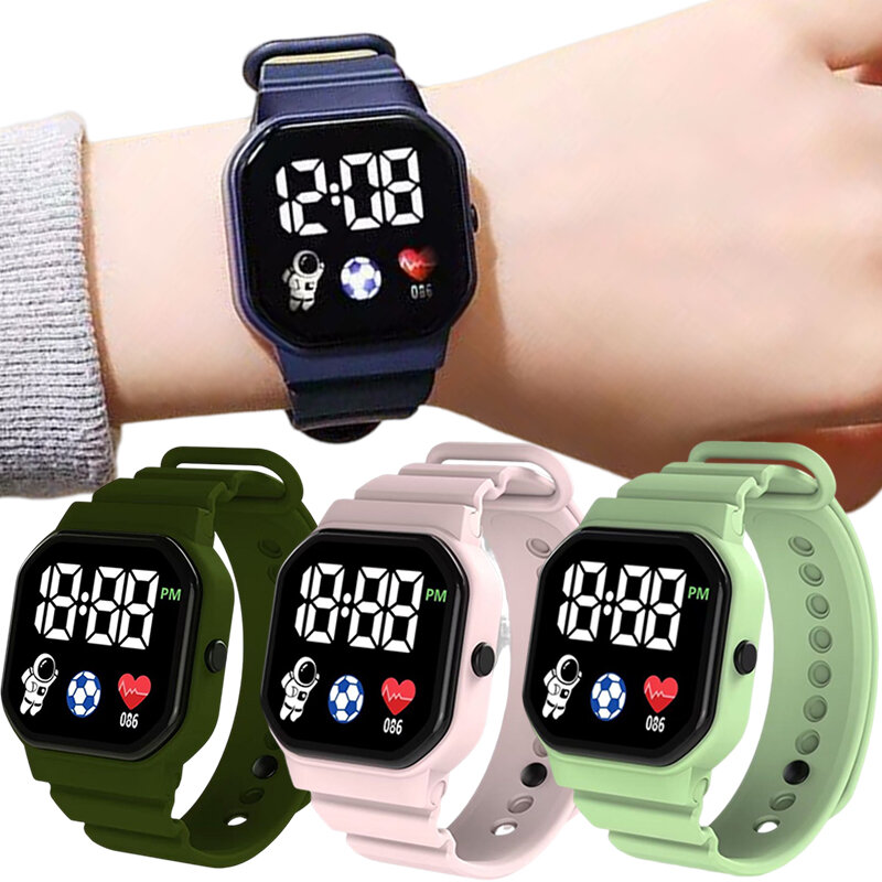 방수 어린이 키즈 시계 소년 소녀 스포츠 LED 간단한 컬러 실리콘 스트랩, 학생 디지털 손목 시계 선물 도매