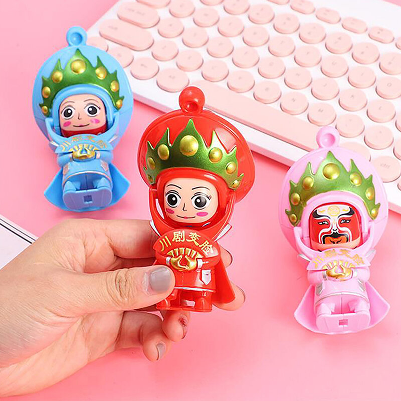 Chinoiserie Sichuan Opera Facial Makeup Face Changing Doll Keychain Pendant Creative Craft Doll Peking Opera Toy Accessories