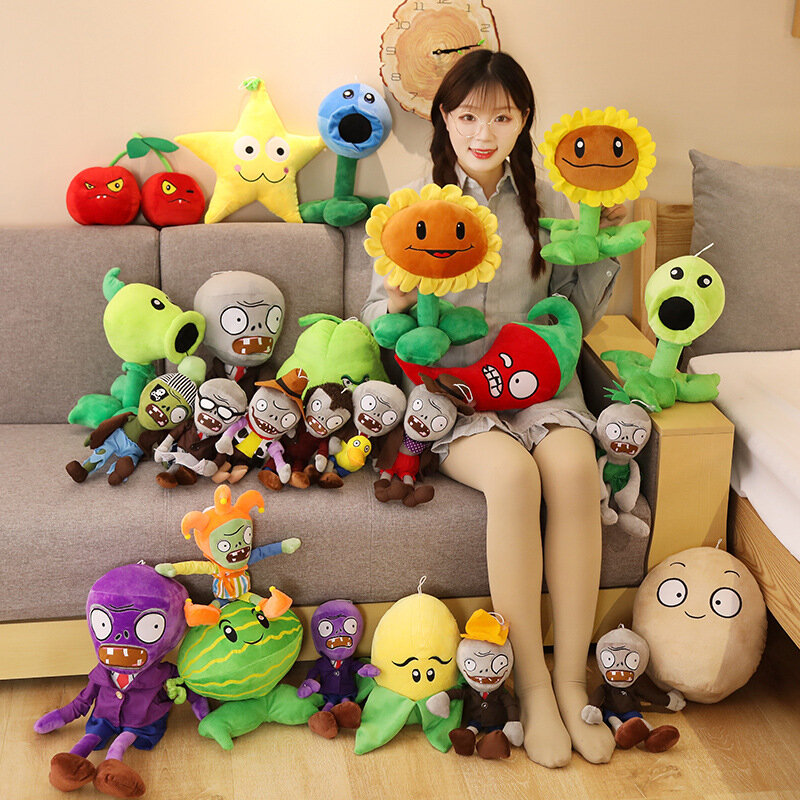 Mainan Mewah Karakter Video Game Plants Vs Zombies 2 Hadiah Boneka Lembut Anime Bunga Matahari Penembak Tanaman PVZ untuk Anak-anak