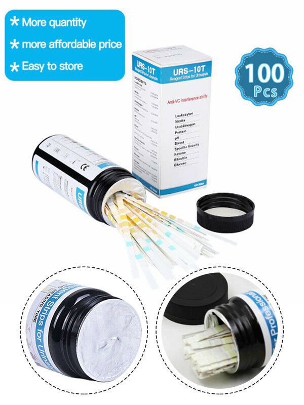 Strip tes urin URS-10T strip tes 100 strip untuk penguji urin strip urinolisis reagen URS-10T strip tes urin Protein