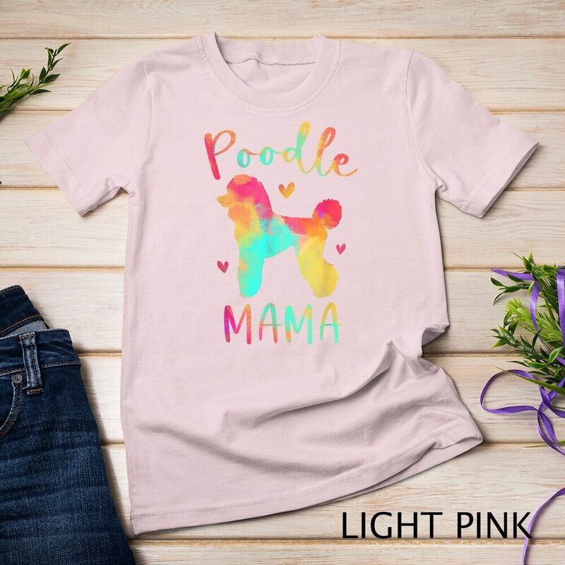 Colorido Poodle Mama T-shirt, Presente Unisex para Dog Mom