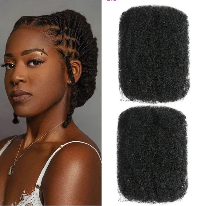 Mercaqueen-cabelo humano remy brasileiro, afro kinky, encaracolado, cor natural, sem moldura, para trançar, 1 conjunto de 50 g/set