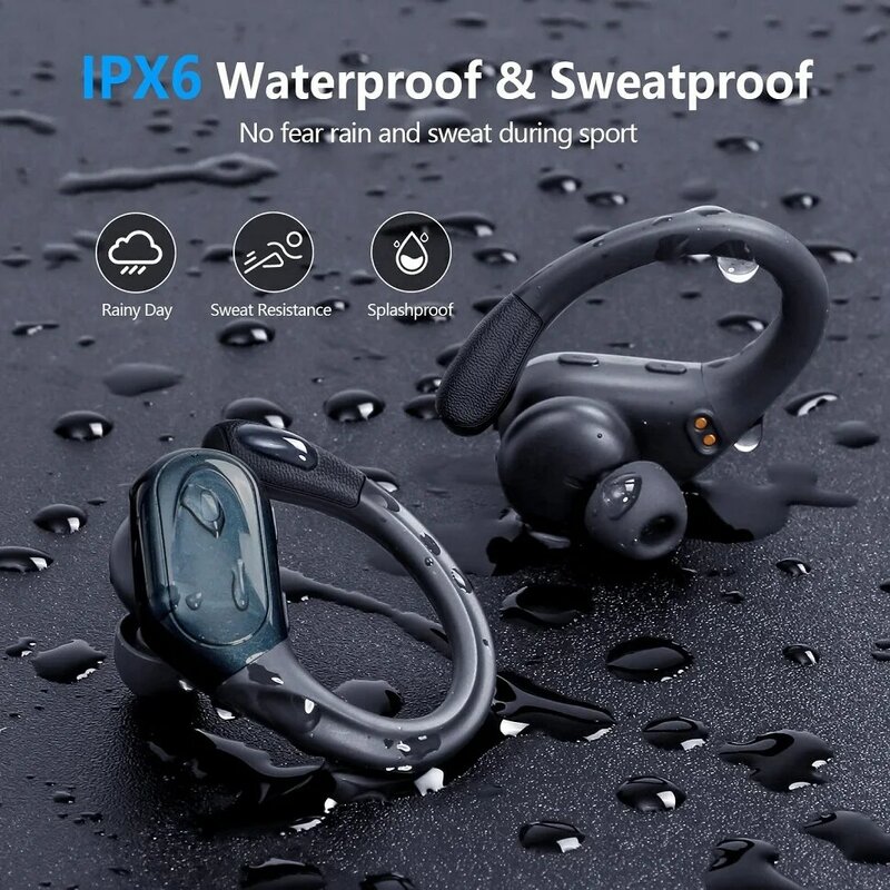 Auriculares inalámbricos con Bluetooth 5,3, cascos con micrófono, botón de Control, reducción de ruido, resistentes al agua, para deportes