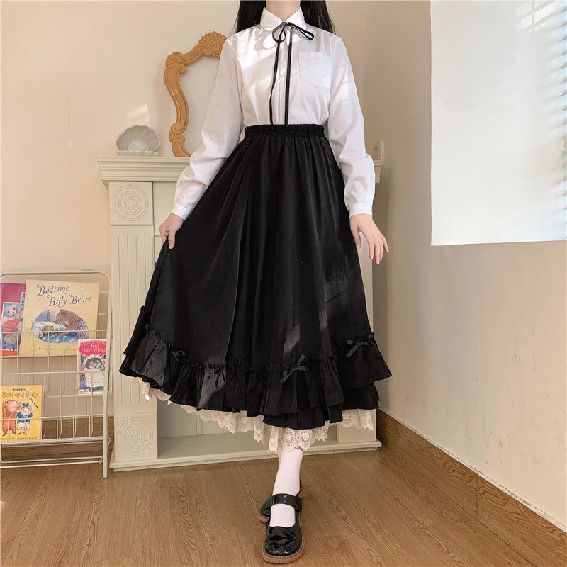 Spódnice dla kobiet 2023 biała spódnica japoński Y2k Kawaii ubrania spódnica Lolita tanie odzież damska i darmowa wysyłka spódnica trzy czwarte