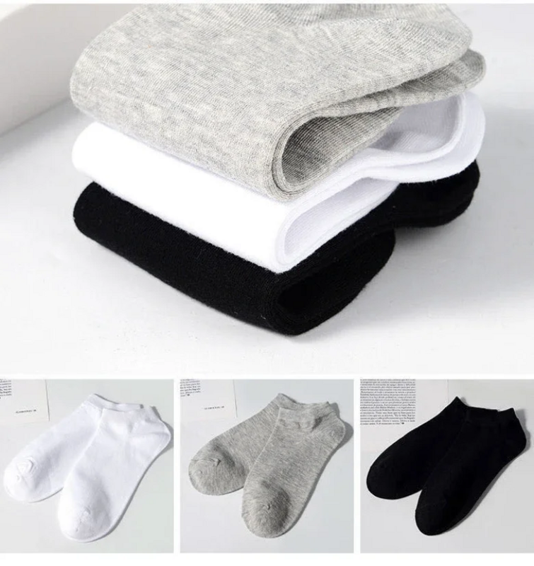 Calcetines tobilleros de algodón para hombre y mujer, calcetín transpirable, sencillo, color blanco y negro, 5/10/20 pares