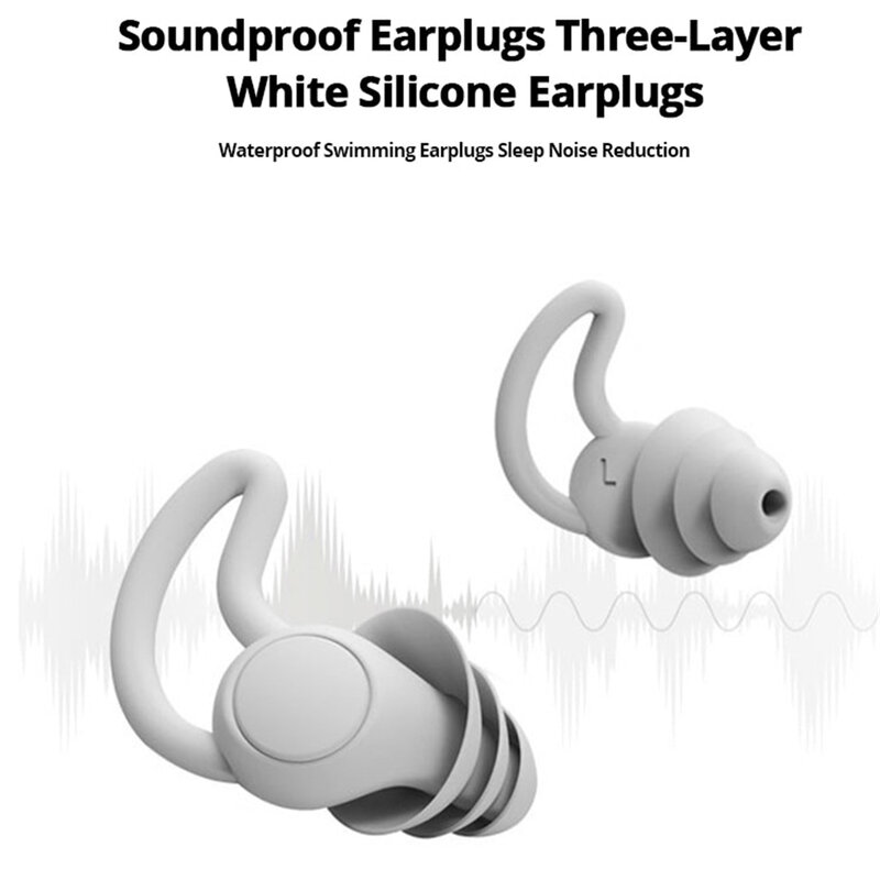 2 Pairs Soundproof Earplugs 3 Layer Silicone Earplugs Black Blue Green White Waterproof Swimming Earplugs Sleep Noise Reduction