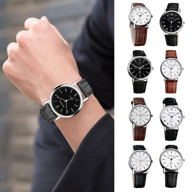 男性用アナログクロノグラフクォーツ時計、カジュアル腕時計、クラシック時計、ベルトストラップ、ギフト