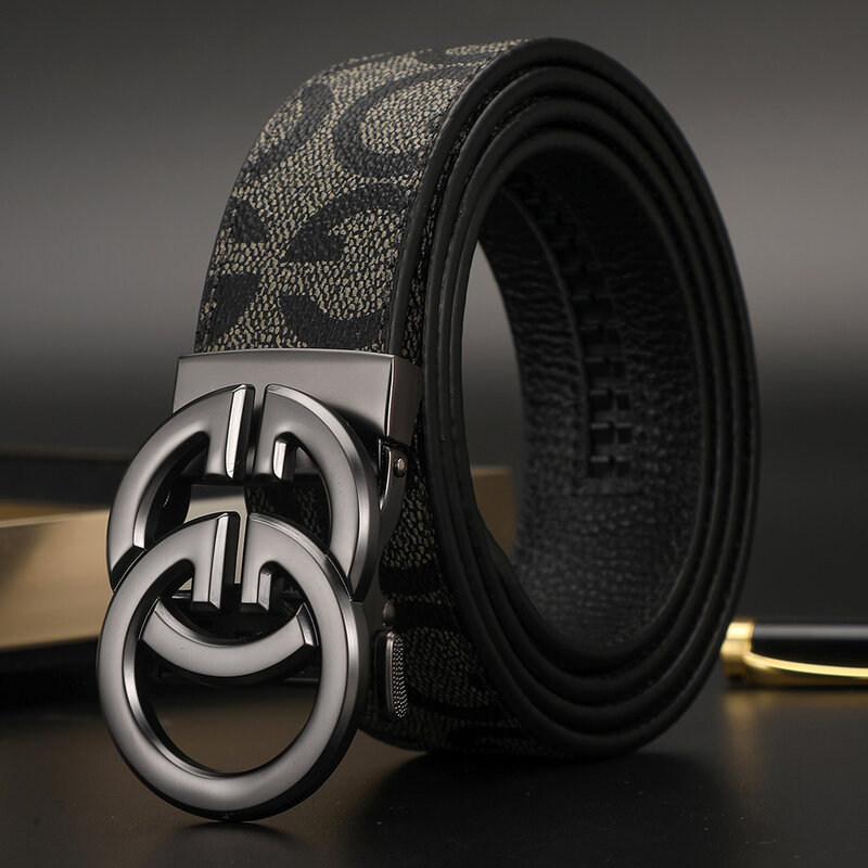 Cinturones de cuero genuino para hombre y mujer, correa de vestir con hebilla doble G, diseñador de alta calidad, marca de lujo famosa, 2023