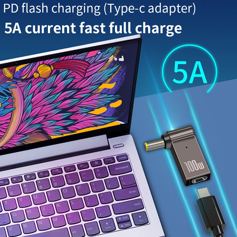 Tishric Laptop Power Charger Supply Connector Adapter Pd 100W 5A Usb Type-C Vrouwelijke Naar Dc Mannelijke Voor hp/Lenovo/Dell
