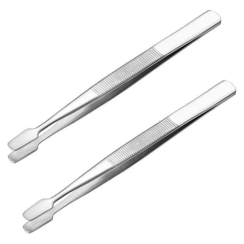 2 pezzi pinzette per timbri timbri in acciaio inossidabile strumenti per raccoglitori pinzette piatte pinzette a testa piatta pinzette per la raccolta di timbri punta piatta