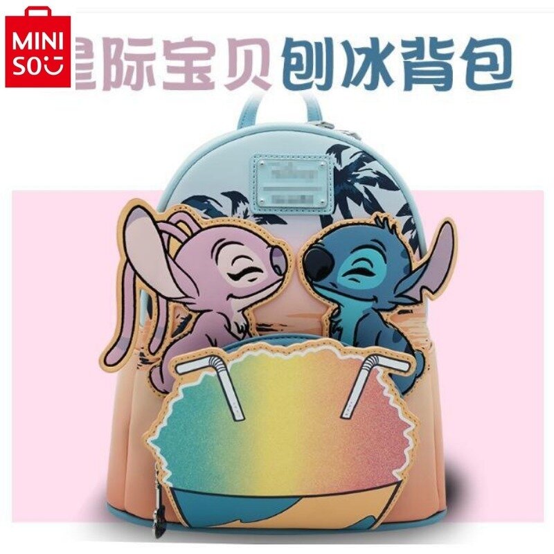 MINISO Disney Luxury Brand Winnie Bear Stitch Waterproof and Durable High Quality Backpack Women's Portable Storage Bag