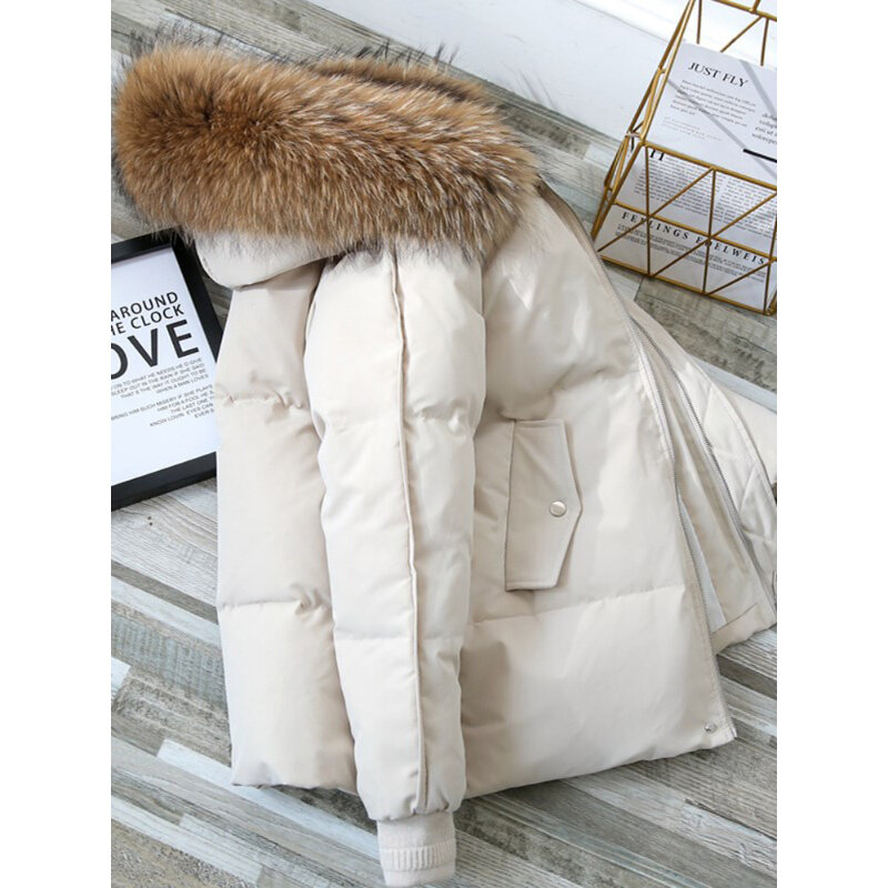 Women's Cotton Jackets Fall Winter Korean Style Solid Color Zipper Pockets Hooded Coat Female Thick Windproof Thermal Outerwear