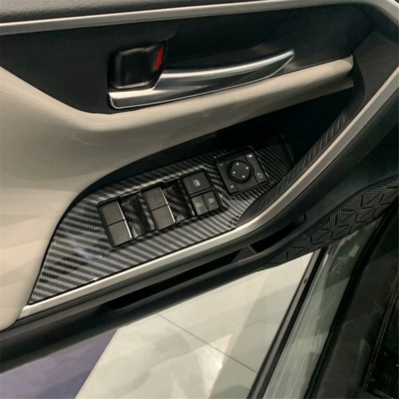 Porta do carro braço painel janela interruptor elevador botões, guarnição adesivos para Toyota RAV4 2019-2023